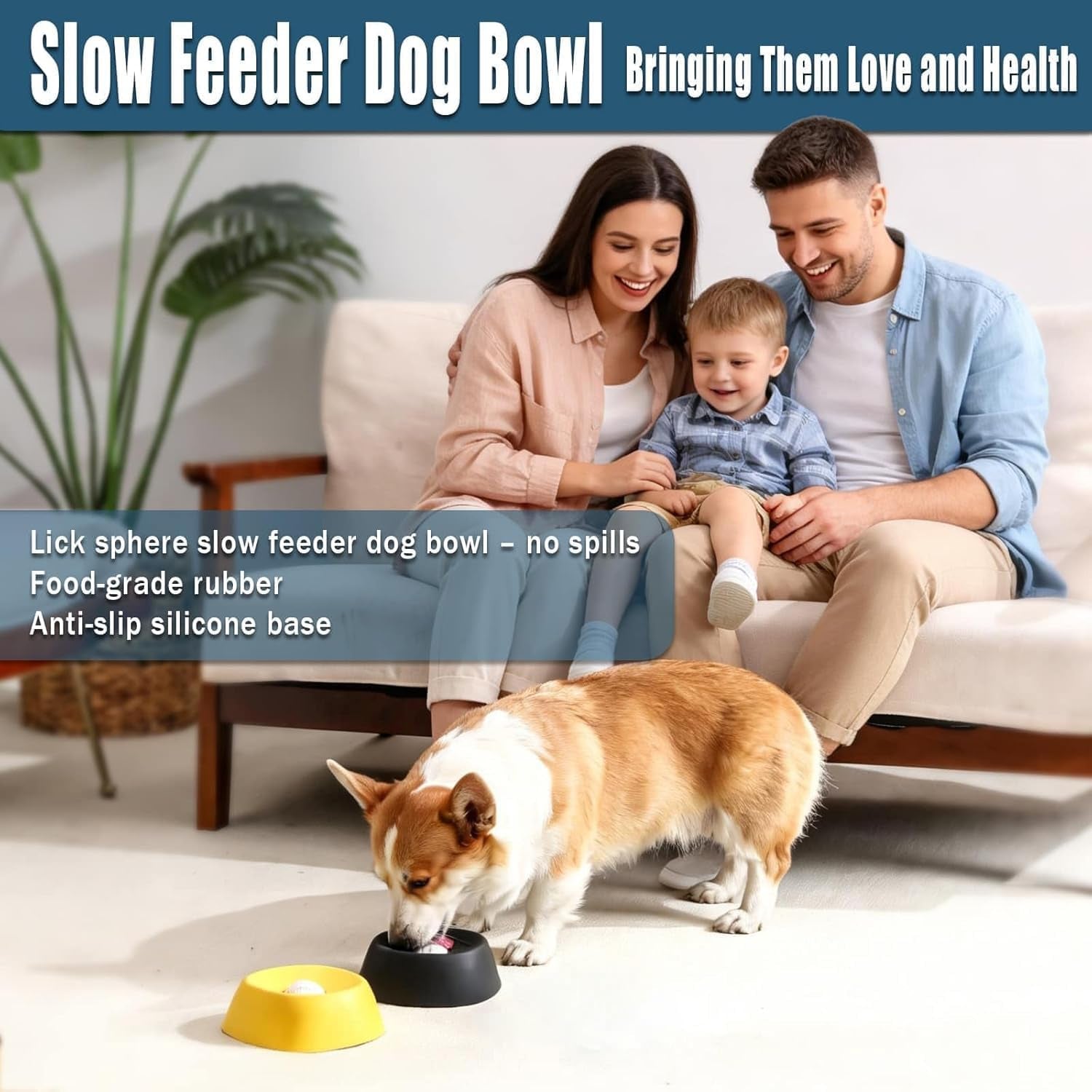 Lick and Roll Bowl for Dogs – Innovative No-Mess Slow Feeder for Bone Broth, Yogurt, and Supplements with Anti-Spill Rolling Ball | Ideal for Senior Dogs, Puppies, and Post-Operative Nutrition
